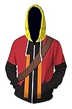 Syqiya Mantel Freizeitjacke Übergangsjacke Namikaze Minato Yondaime Cosplay Kostüm Reißverschluss Sweatjacke Anime 3D Druck Unisex Rot XXL (Chest 116cm)