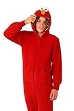 OppoSuits Kinder Elmo Onesie - Sesamstraße Einteiliger Schlafanzug - Lose Passform - Inklusive Taschen - Rot