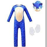 TBNRFrags Sonic The Hedgehog klassisches Kinderkostüm, Cosplay-Kostüm, Spielkostüm, Mädchen, Overall (blau, 6–7 Jahre)