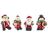 Ideen mit Herz Kleine Deko-Figuren | Weihnachten | 4 Stück | Rentier, Weihnachtsmann, Schneemann & Winterkind | Weihnachtsfiguren ideal zum Basteln oder als Tischdeko (Figuren sitzend | ca. 6 cm hoch)