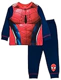 Spiderman Marvel Avengers Schlafanzug für Jungen, lang, Gr. Gr. 110, rot/blau 5-6 Jahre