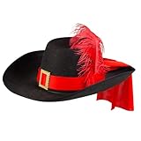 Boland 01386 - Hut Musketier Sébastien, aus Filz, Schwarz, Karneval, Mottoparty, Kostüm, Verkleidung, Accessoire