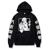 WAWNI Anime Jujutsu Kaisen Sukuna Hoodies Japan Style Sweatshirts Streetwear für Damen und Herren Gr. L, Schwarz