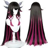 Anime-Cosplay-Perücke Colombina Damselette Perücke für Männer und Frauen Schwarz Haare für Halloween, Karneval, Kostümparty mit gratis Perückenkappe