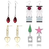 PPX 4 Paar Anime Hunter x Hunter Hisoka Kurapika Cosplay Ohrringe Stars Teardrop Poker Ohrring und Acryl Hanafuda Ohrringe Anime Ohrringe Halloween Zubehör