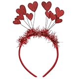 WLLHYF Pailletten Herz Stirnband Glitter Herz Haarband Weihnachten Herz Form Dekor Stirnband Rot Herz Kopf Bopper Haar Accessoires für Urlaub Hochzeit Geburtstag Party Weihnachten Geschenk (red)