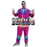 Festicy 80er Jahre Kostüm Unisex XL I Bunte Retro-Trainingsjacke und Hose I Perfekt für Fasching 2025, Karneval und Themenpartys I 80er Jahre Outfit Damen und New Kids Kostüm Herren