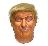LipSki Donald Trump Latex-Charakter-Maske, Prominent, voller Kopf mit goldfarbenem Haar, Halloween-Kostüm, Cosplay-Party