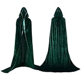 Labellevie Umhang mit Kapuze Lange SAMT Cape Vampir Kostüm Halloween Erwachsener Unisex- Gr. X-Large, Grün