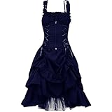 RMBLYfeiye Hochzeitskleider Für Damen Leinenkleider Damen 20Er Jahre Kleider Damen Wikinger Kleidung Damen Mittelalter Kleid Fee Kostüm Festival Kleid Chiffonkleid Damen (Blau, M)