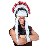 W WIDMANN MILANO Party Fashion 3305B - Indianerhaarschmuck Wilder Stier, Häuptlings-Kopfschmuck, Mottoparty, Karneval