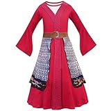 Lito Angels Prinzessin Hua Mulan Kostüm Kleid für Kinder Mädchen, Traditionelle chinesische Hanfu Verkleidung, Größe 9-10 Jahre 140, Rot 277