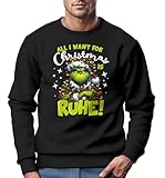 MoonWorks Sweatshirt Herren Weihnachtspullover Grinch Spruch Ruhe Weihnachtpulli Weihnachtsoutfit Männer schwarz L
