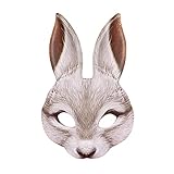 EQLEF Tiermasken Kaninchen, Realistische Kaninchen Tier Maske EVA Hase Gesichtsmaske Erwachsene Cosplay Kaninchen Kostüm für Fancy Kleid Ball Ostern Karneval Halloween Tier Theme Party