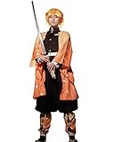 Fiamll Zenitsu Cosplay Japanischer Anime Kimono Kostüm Zenitsu Agatsuma Cosplay Outfit demon cosplay S