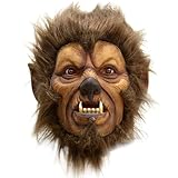 Grtheenumb Halloween -Maske, Werwolfmaske, Latex Full Head Horrormaske Pelzige Werwolf Maske mit Haargräber Tiermasken für Karnevalskostümparty, Wolf Maske