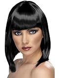 Smiffys Glam Perücke, Schwarz, Kurz, abgerundet mit Pony