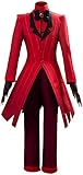 Yanny Hazbin Hotel Alastor Cosplay Kostüm Engel Staub Helluva Boss Blitzo Jacke Outfits Set Halloween Kleid Uniform (M, Alastor(Damen))