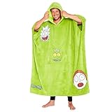 RICK AND MORTY Kapuzenpullover, Übergroße Fleece Hoodie-Decke mit Ärmeln für Männer und Teenager- Geschenke für Fans (Grün Lang)