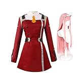Tongyundacheng Darling in The FRANXX Zero Two Cosplay Kostüm 02 Zero Two Rotes Uniform Kleid Anzug für Halloween Party