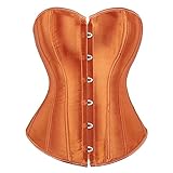 Jutrisujo Corset Korsett Damen Corsage Corsett Vollbrust Oberteil Top Korsage Satin Burlesque Renaissance Orange M