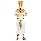 tectake dressforfun Herrenkostüm König Pharao | Bequemes Gewand, mit Bordüre an den Ärmeln | inkl. Armstulpen, Kopfbedeckung, Bindegürtel & Kragen (L | Nr. 300352)