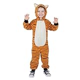 Sincere Party Tiger Onesie Neuheit Tiger Jumpuit mit Stickerei Gesicht Tier Kostüm für Kinder Klein (4-6)