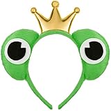 Balinco Frosch Haarreif mit Krone | Froschkönig Haarreifen | Froschaugen | Crazy Frog Headband als Accessoire für das das perfekte Kostüm als Frosch für Erwachsene