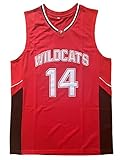 Wildcats High School Jersey, 14 Troy Bolton Basketballtrikot, 8 Chad Danforth Basketballtrikot, 14 Bolton Red, X-Large