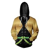 Anime Hoodie Sweatshirt Reißverschluss Jacke Kujo Jotaro/Dio Brando Cosplay Kostüm Pullover Sweater Langarm mit Taschen, Dio Brando, XXXL