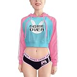 LittleForBig Damen Bunnywatch Cosplay Gaming Lässig Regular Fit Langer Ärmel Kordelzug Cropped Hoodie Jacke Blau XXL