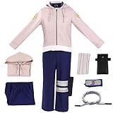 HSJZBQSM Hinata Hyuga Cosplay-Kostüm mit Kunai-Tasche und Perücke. Hinata Cosplay-Kapuzenpullover für Halloween-Set (Rosa, S)