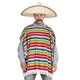 W WIDMANN MILANO Party Fashion 42939 - Mexikanischer Poncho, Kostümzubehör, Accessoire, Überwurf, Mexikaner, Karneval, Mottoparty