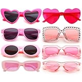 Dwenarry Rosa Sonnenbrillen Party Set Für Damen Vintage Pink Sonnenbrille Pack Lustige Brille 90er Party Brillen Für Karneval/Fasching 8 Stücke