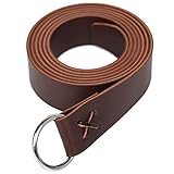 Linghe Mittelalterlicher Leder Wikinger Rindsseilgürtel LARP Renaissance Gürtel O-Ring (Braun)