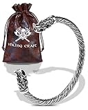 VIKING CRAFT Wikinger Schmuck Armband Edelstahl - Fenrir Armband Herren - Wikinger Armreif Herren, Wikinger Deko, Mittelalter Deko, Wikinger Geschenke Männer Schmuck, LARP Wolf Armband Viking