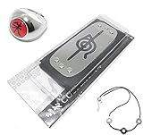 Vophifo Ninja Stirnband Ring von Akatsuki Cosplay (Stirnband, Fingerring und Halskette von Itach)