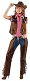 Cowboy Weste mit Fransen für Damen - Braun Gr. 40/42