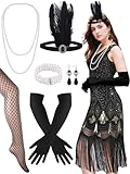 PLULON 1920er-Jahre-Flapper-Kleid. Brüllendes 20er-Jahre-Gatsby-Kleid-Kostüm mit 20er-Jahre-Accessoires