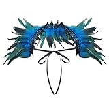 Damen Spitze Federschal Pfau Kostüm Damen Vintage Feder Schal Umhänge Schulterumhang Cape Gothic Federboa Kostüm Vogel Karneval Kostüm Samba Kostüm für Karneval Halloween Maskerade (Light Blue)
