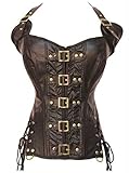 KUOSE Damen Vollbrust Lackleder Korsett Corsagentop Bustier Korsage Shirt