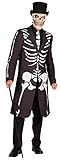 T2397-L schwarz Herren Jacke-Mantel Spectre Voodoo-Skelett Kostüm Gr.L