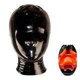 MFMYEE Bondage Gag Latex Maske,Bdsm Maske Fetisch Kopfbedeckung Latex Rollenspiel Sexspielzeug (Schwarz) (M)
