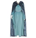 AYYOHON Arwen Kostüm Königin Prinzessin Arwen Kostüme Erwachsene Frauen Mittelgroße Renaissance Kleid Halloween Cosplay Verkleidung 2XL, Blau