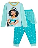 Disney Leichtes und atmungsaktives Cotton Blend Pyjama und langärmliges T-Shirt mit Prinzessin Jasmin Druck für Mädchen 5-6 Jahre Jasmin