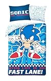 Halantex Bettwäsche-Set Sonic The Hedgehog - Sonic - Bettbezug 140 x 200 cm mit Kissenbezug 70 x 90 cm - 100% Baumwolle Mehrfarbig