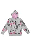 Disney Minnie Mouse Hoodie für Mädchen - Kinder Kapuzenpullover Pullover mit Kapuze Sweatshirt Grau/Rosa (DE/NL/SE/PL, Numerisch, 110, 116, Regular, Grau/Rosa)