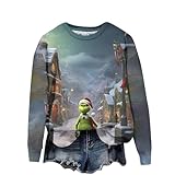 Pullover Grinch Der Grinch KostüM Erwachsene Pullover Weihnachtspullover Damen Weihnachten Sweatshirts Lustig 3D Grafik Druck Langarm üBergroßE Sweatshirt Tops LäSsig Grinch Weihnachtspullover Damen