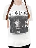 Wednesday Tshirt | Addams Family T Shirt Damen Kurzarm | Gothic Kleidung Damen | Tops Teenager Mädchen | Weiß S
