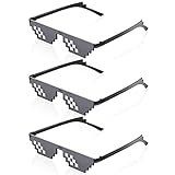 Fiada Coole Brillen 3 Stück Lustige Brillen Pixel Sonnenbrillen Spielzeugbrille Party Brillen für Halloween Karneval Geburtstag Mosaik Brillen Foto Requisiten Fasching Brillen für Männer Frauen